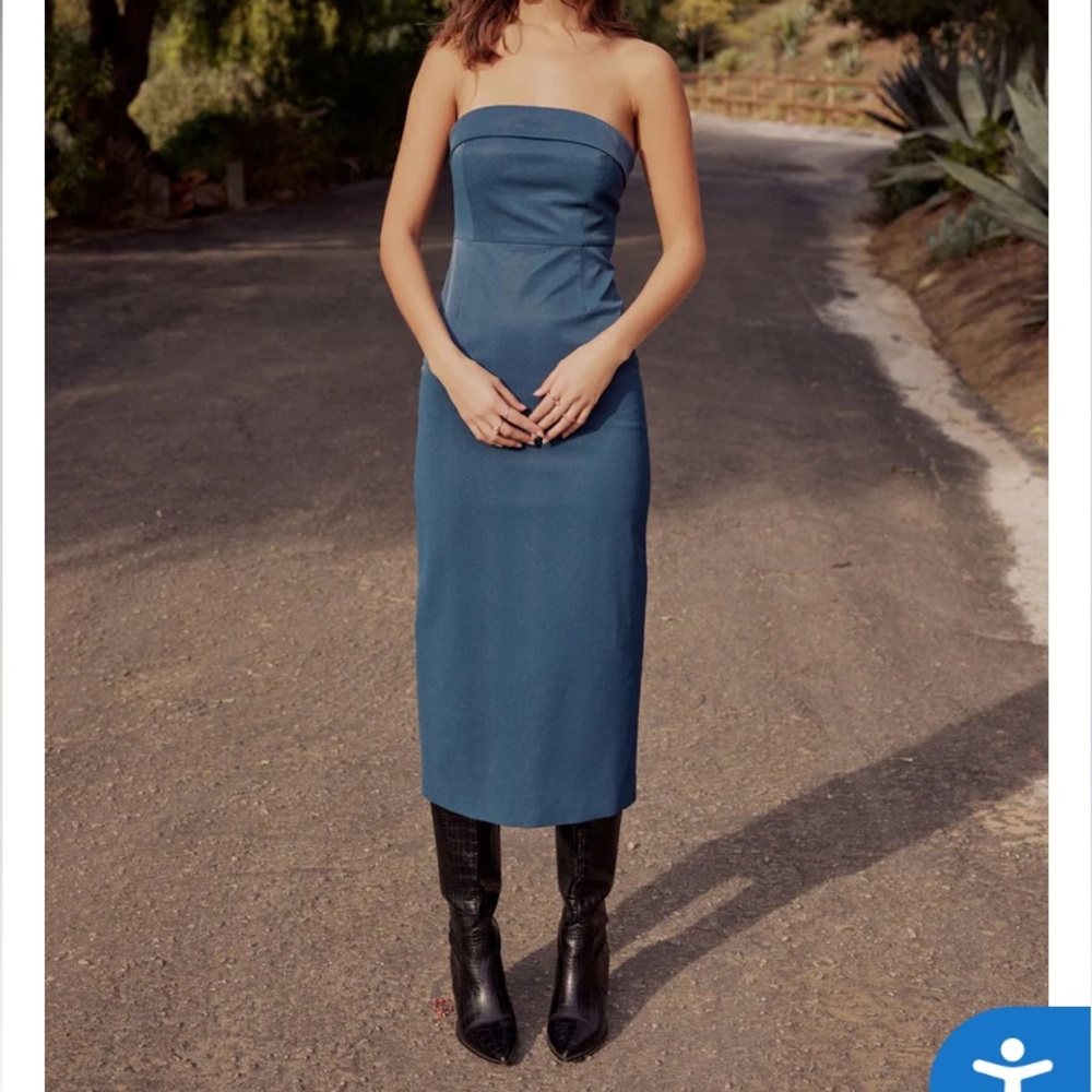 NWT Lost + Wander Strapless Deep Teal Faux Snake skin Dress